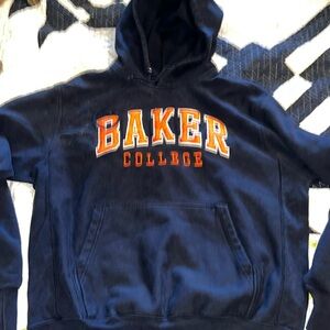 Vintage Y2K 90s MV sport  Baker College embroidered hoodie Large